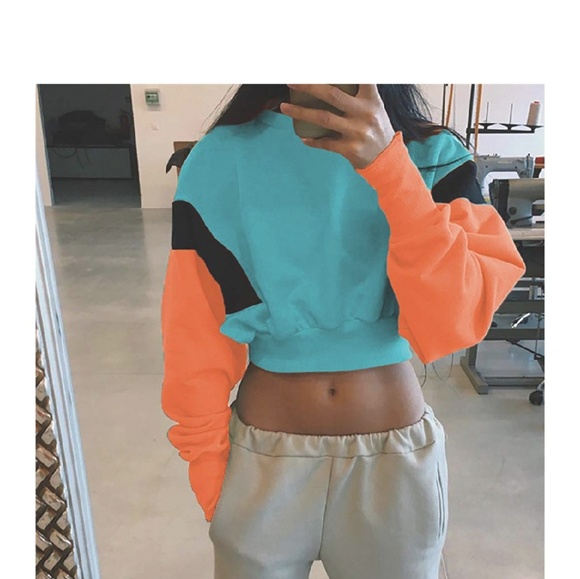 S. the Widow Tops - BREWSTER Neon Cropped Sweatshirt